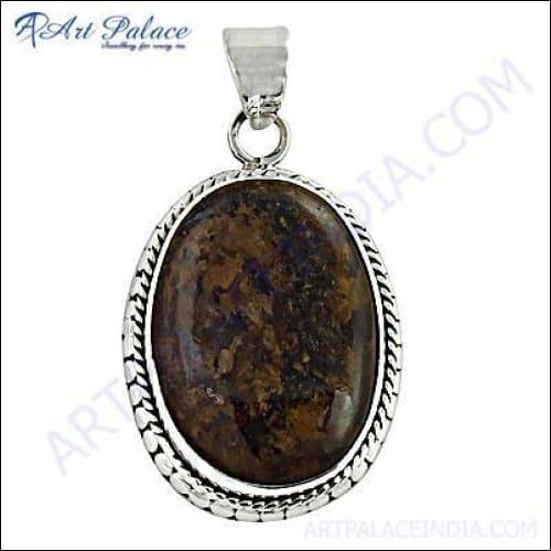 Luxurious Picture Jasper Gemstone Silver Pendant showcasing unique patterns and elegant silver setting, perfect for any occasion.