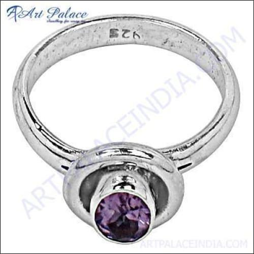 A luxurious faceted amethyst gemstone ring set in high-quality 925 silver, showcasing its elegant design and sparkling details.