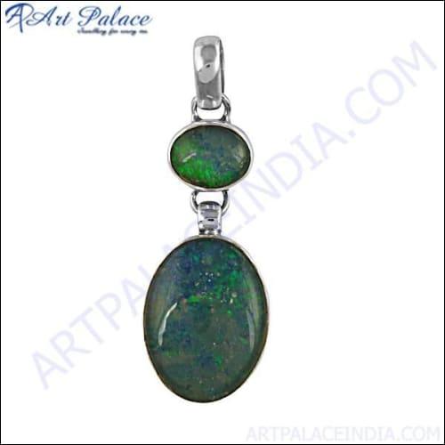 Luxury Australian Opal Gemstone Silver Pendant crafted in 925 Sterling Silver, showcasing vibrant opal colors and elegant design.