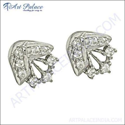 Luxury Cubic Zirconia 925 Silver Earrings featuring elegant design and sparkling stones, perfect for stylish occasions.