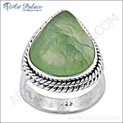 Luxury Prasiolite Silver Ring featuring a stunning green gemstone set in high-quality silver, showcasing elegant design and fine craftsmanship.