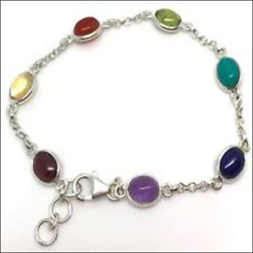 A stunning Magnificent Natural Cab Stone Silver Gemstone Bracelet featuring exquisite natural gemstones set in elegant silver design.