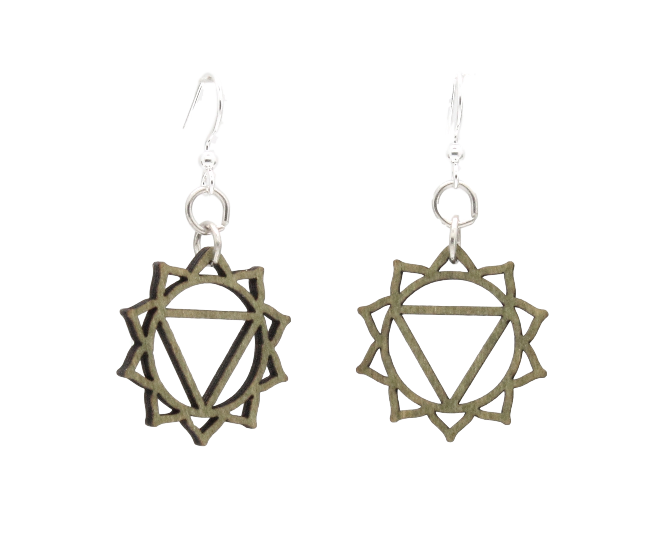 Manipura Chakra Wood Earrings #1634 in vibrant Lemon Yellow, made from sustainably sourced wood with silver-finished hypoallergenic ear wires.