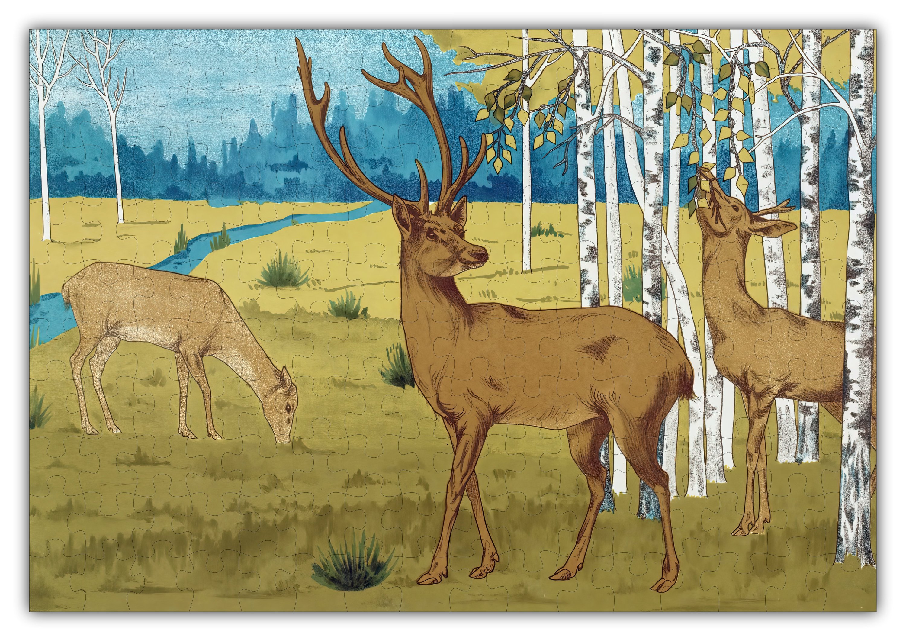 Maurice Pillard Verneuil Deer in Art Deco Puzzle featuring 303 pieces, showcasing intricate design and high-quality materials.