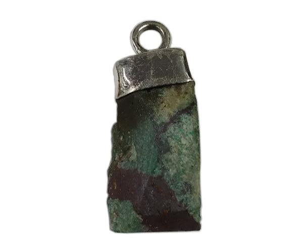 Natural Chrysoprase Rough Stone 925 Silver Pendant showcasing a unique colorless design with a rough stone texture, elegantly crafted in high-quality 925 silver.