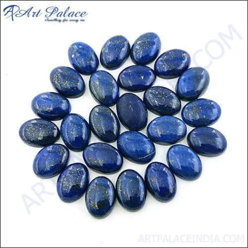 Natural Lapis Lazuli Oval Cabochon Loose Gemstone showcasing cobalt blue hues and gold flecks, perfect for jewelry making.