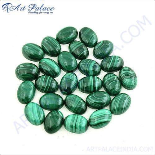Natural Loose Malachite Oval Gemstone showcasing its vibrant green hue and unique patterns, perfect for elegant jewelry designs.