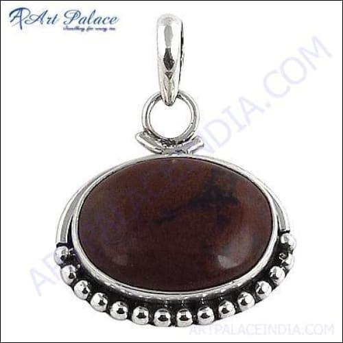 A beautiful 925 sterling silver pendant featuring a unique jasper gemstone, showcasing intricate design and fine finishing.