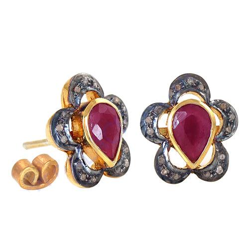 Elegant Victorian Diamond Earrings made of 925 sterling silver, showcasing intricate design and sparkling diamonds.