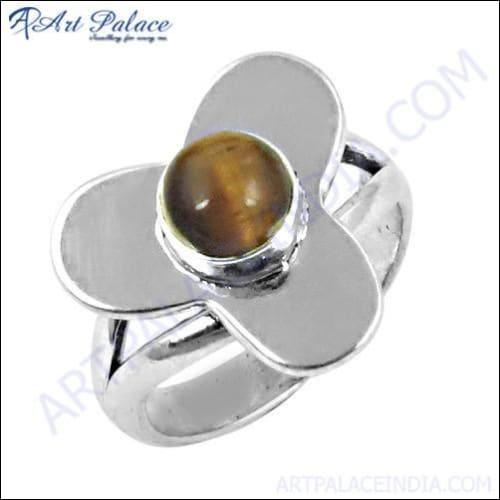 A beautiful Tiger Eye gemstone silver ring made of 925 sterling silver, showcasing its rich golden-brown hues and elegant design.