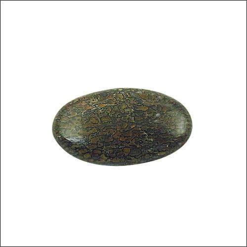 New Fancy Black Dinosaur Bone Loose Gemstone, oval-shaped, deep black color, perfect for jewelry making.