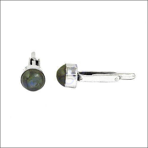 New Round Labradorite Stone Cuff Links for Men showcasing iridescent labradorite stones in a stylish design.
