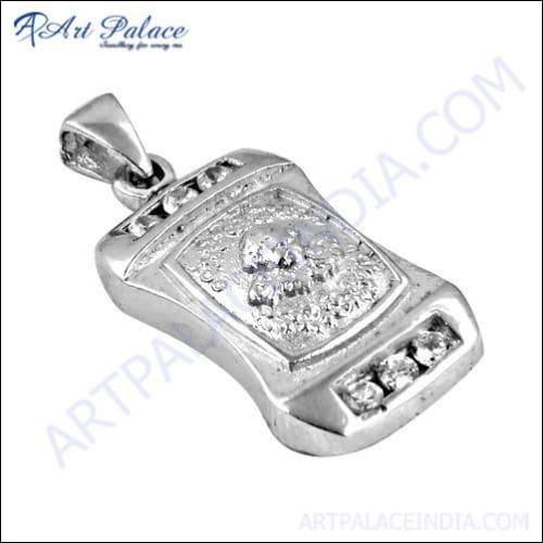 Newest Cubic Zirconia Gemstone Silver Pendant showcasing its elegant design and sparkling gemstone.