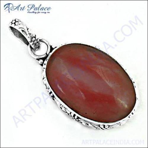 Newest Red Coral Gemstone Silver Pendant showcasing vibrant red coral set in elegant silver design.