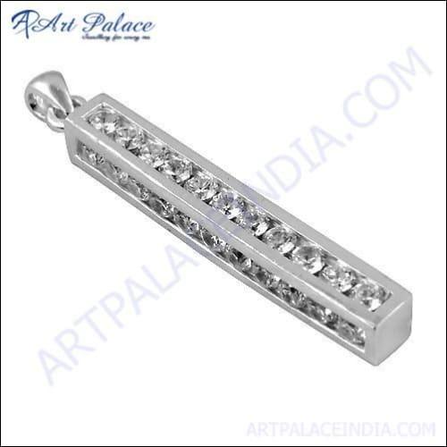 Newest silver pendant featuring cubic zirconia, showcasing elegant design and sparkling details, perfect for any occasion.