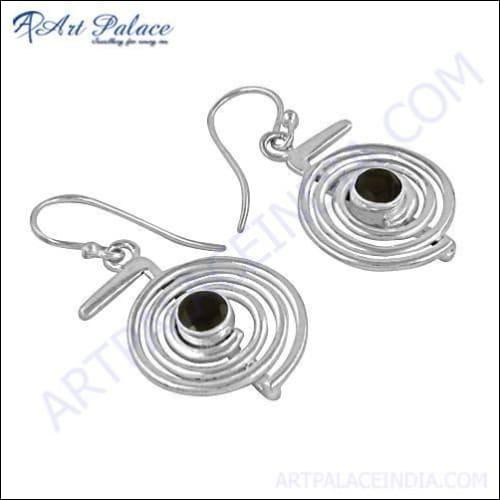 Newest spiral design garnet gemstone silver earrings made from 925 sterling silver, showcasing a unique and elegant style.