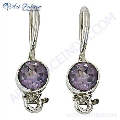 Elegant 925 sterling silver earrings featuring stunning amethyst gemstones, showcasing a modern design perfect for any occasion.