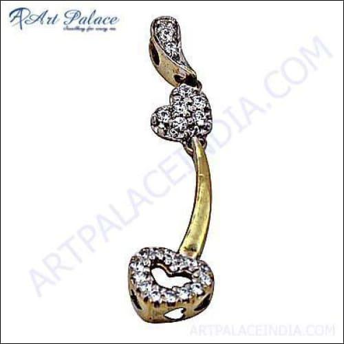 Newest Style Cubic Zirconia Gemstone Pendant in silver and gold plating, showcasing its elegant design and sparkling gemstone.