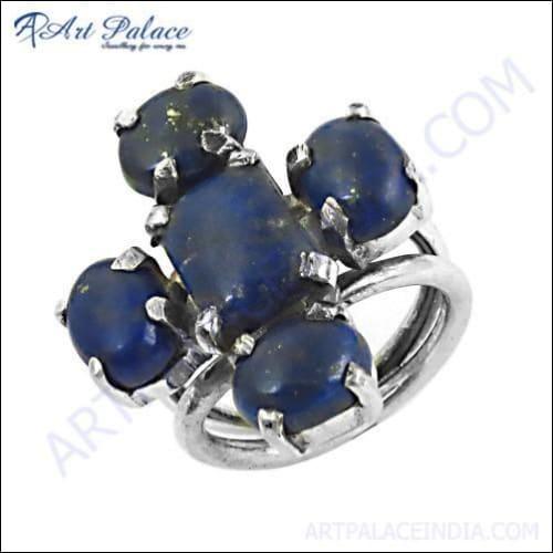 Newest Style Lapis Lazuli Gemstone Silver Ring featuring a vibrant blue lapis lazuli stone set in 925 sterling silver, showcasing intricate craftsmanship.