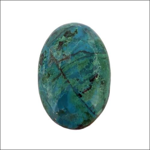 Original Chrysocolla Stone Oval Gemstone with deep blue-green hues, showcasing its unique oval shape and natural beauty.
