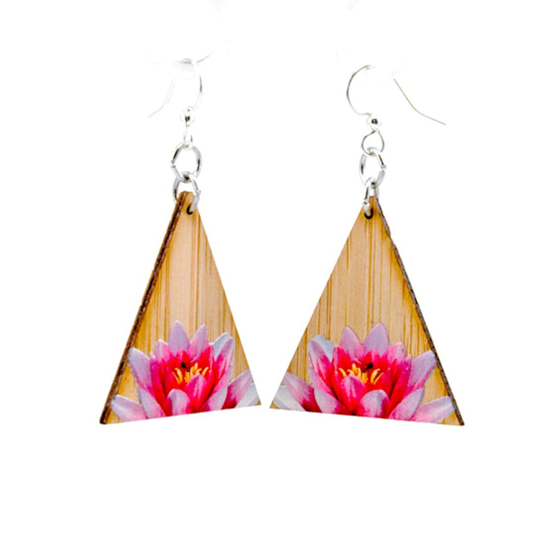 Pinnacle Lotus Bamboo Earrings #979 showcasing elegant design and natural bamboo texture, perfect for eco-conscious fashion lovers.