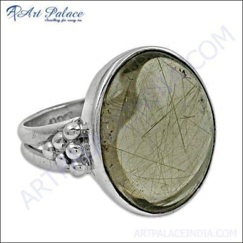 Elegant Premier Passion Golden Rutilated Gemstone Silver Ring showcasing a unique golden gemstone set in high-quality silver.