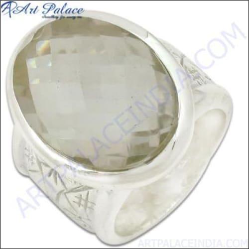 Premium sterling silver ring featuring a sparkling crystal gemstone, showcasing elegant design and craftsmanship.