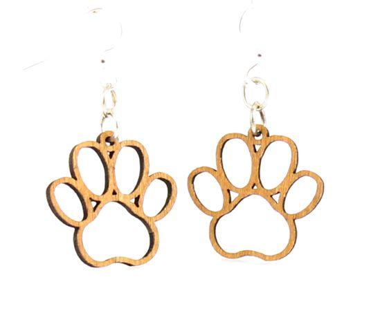 Puppy Paw Blossoms #135 earrings made from sustainably sourced wood, featuring adorable paw print design in Fresh Wood color.