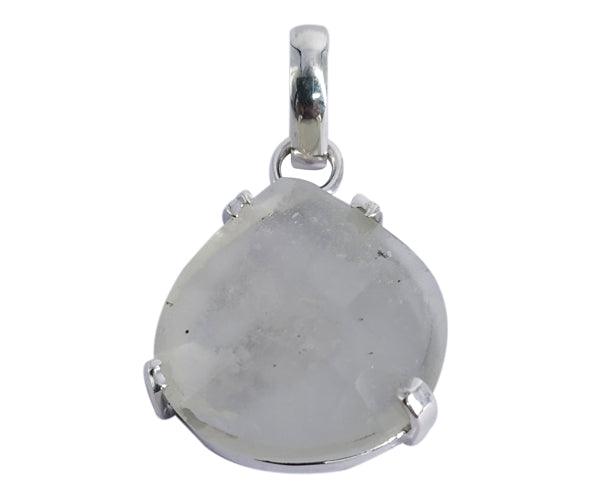 A stunning Rainbow Moonstone Cool 925 Silver Pendant showcasing its iridescent colors and elegant silver setting.