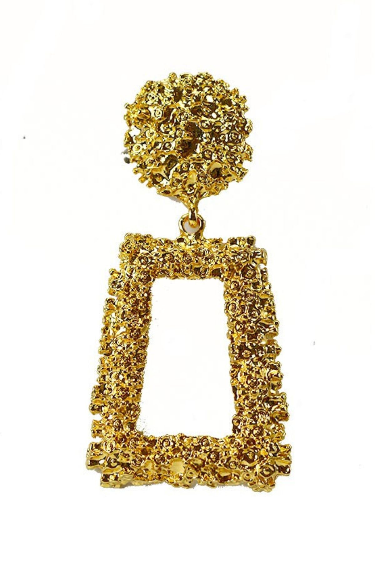 Elegant rectangle dangle earrings with a 2.75-inch drop, featuring a post back closure.