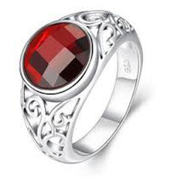 A beautiful Red Healing Garnet Gemstone Ring set in 925 Sterling Silver with a checker cut design, showcasing its vibrant red color and elegant craftsmanship.