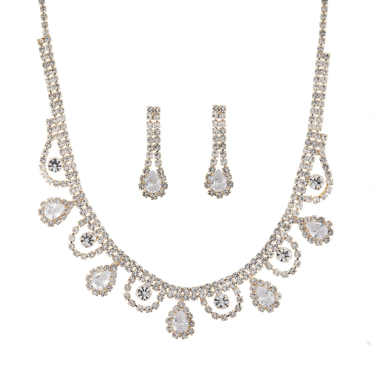 Rhinestone Pearl Multi Ribbon Tassel Necklace Set featuring elegant design with pearls and rhinestones, adjustable length, and lobster claw clasp.