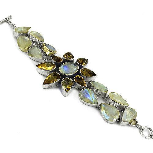 Rocking Flower Style Silver Bracelet made of 925 sterling silver, featuring a unique flower design that adds elegance and charm.