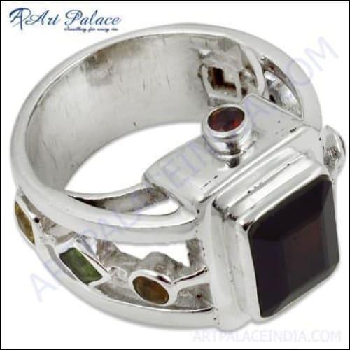 Rocking Style Amethyst, Citrine, Garnet, and Peridot Gemstone Silver jewelry showcasing vibrant gemstones set in elegant silver design.