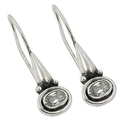 Elegant Rocking Style Cubic Zircon Silver Earrings with sparkling facets, showcasing high-quality craftsmanship.