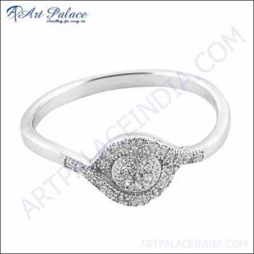 A beautiful Romantic Silver CZ Jewellery Ring featuring sparkling cubic zirconia stones set in an elegant silver band.