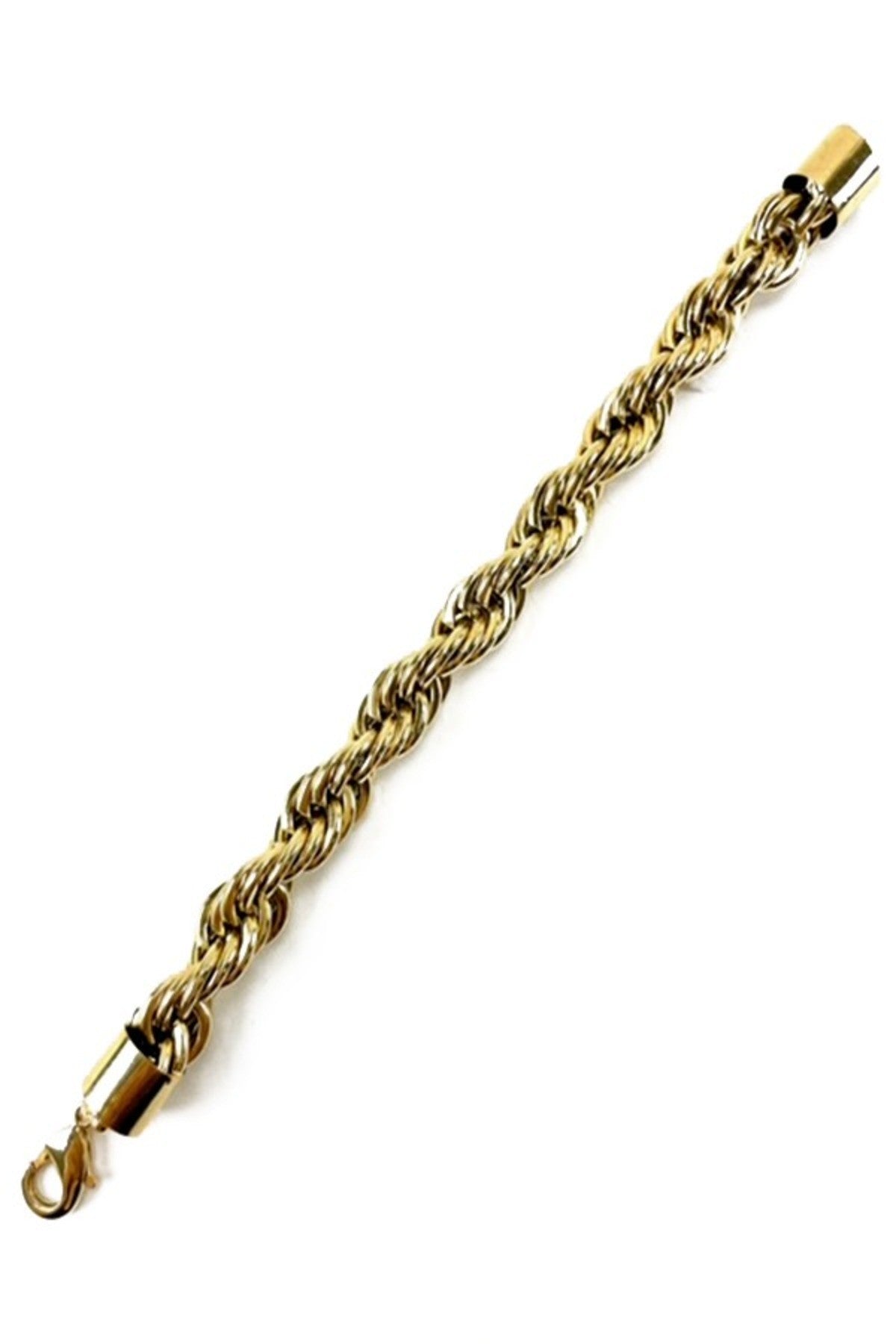 A stylish stainless steel rope chain bracelet with a lobster claw clasp, measuring 8 inches in length.