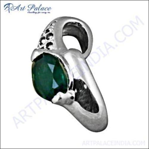 Royal Green Black Onyx Glass Silver Gemstone Pendant showcasing elegant design and craftsmanship, perfect for any occasion.