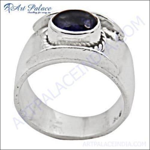 Royal Style Amethyst Gemstone Adjustable Silver Ring featuring a vibrant purple amethyst set in a sleek silver band, showcasing exquisite craftsmanship.