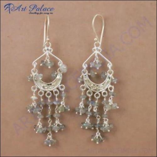 Elegant Royal Style Labradorite Gemstone Silver Earrings showcasing unique labradorite stones set in high-quality silver.