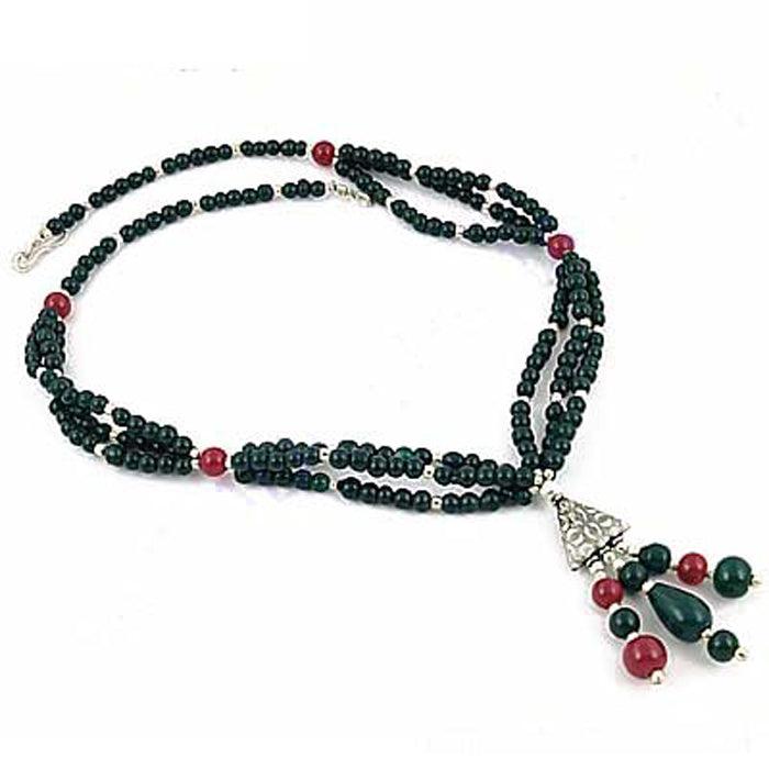 Ruby Dyed Gemstone German 925 Silver Necklace showcasing exquisite craftsmanship and vibrant gemstones.