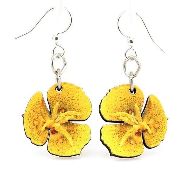 Sego Lilly #163 earrings featuring vibrant yellow flower photography on sustainably sourced wood with silver-finished hypoallergenic ear wires.