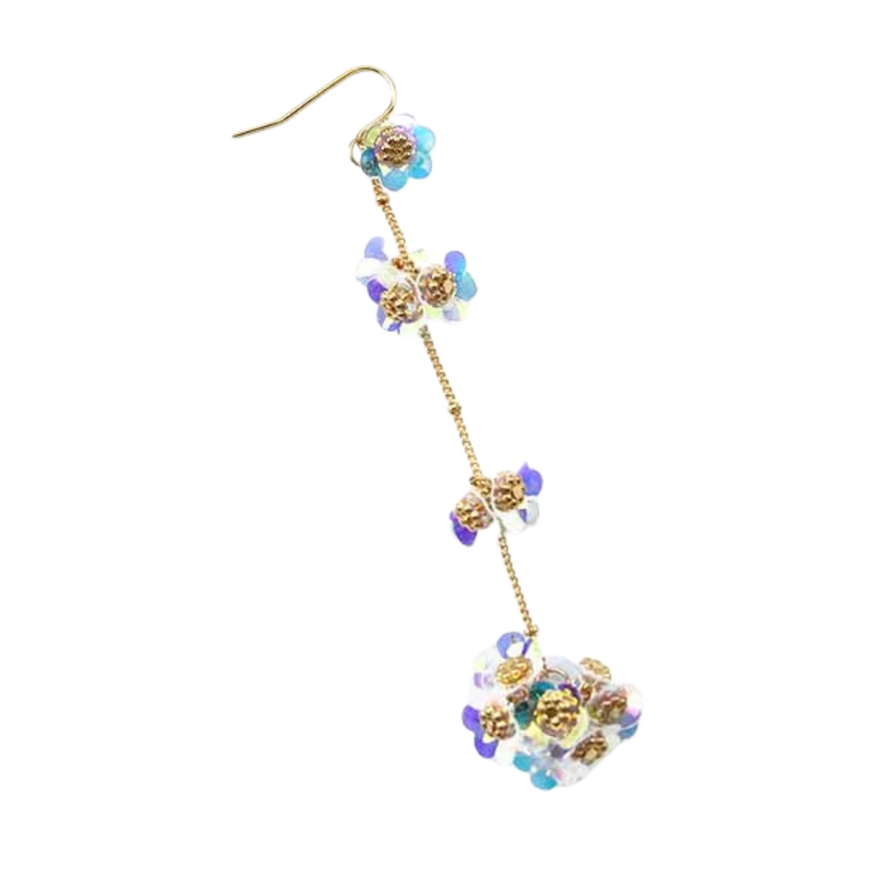 Elegant Sequin Drop Earrings with a 4-inch drop length and fish hook design, perfect for evening wear.