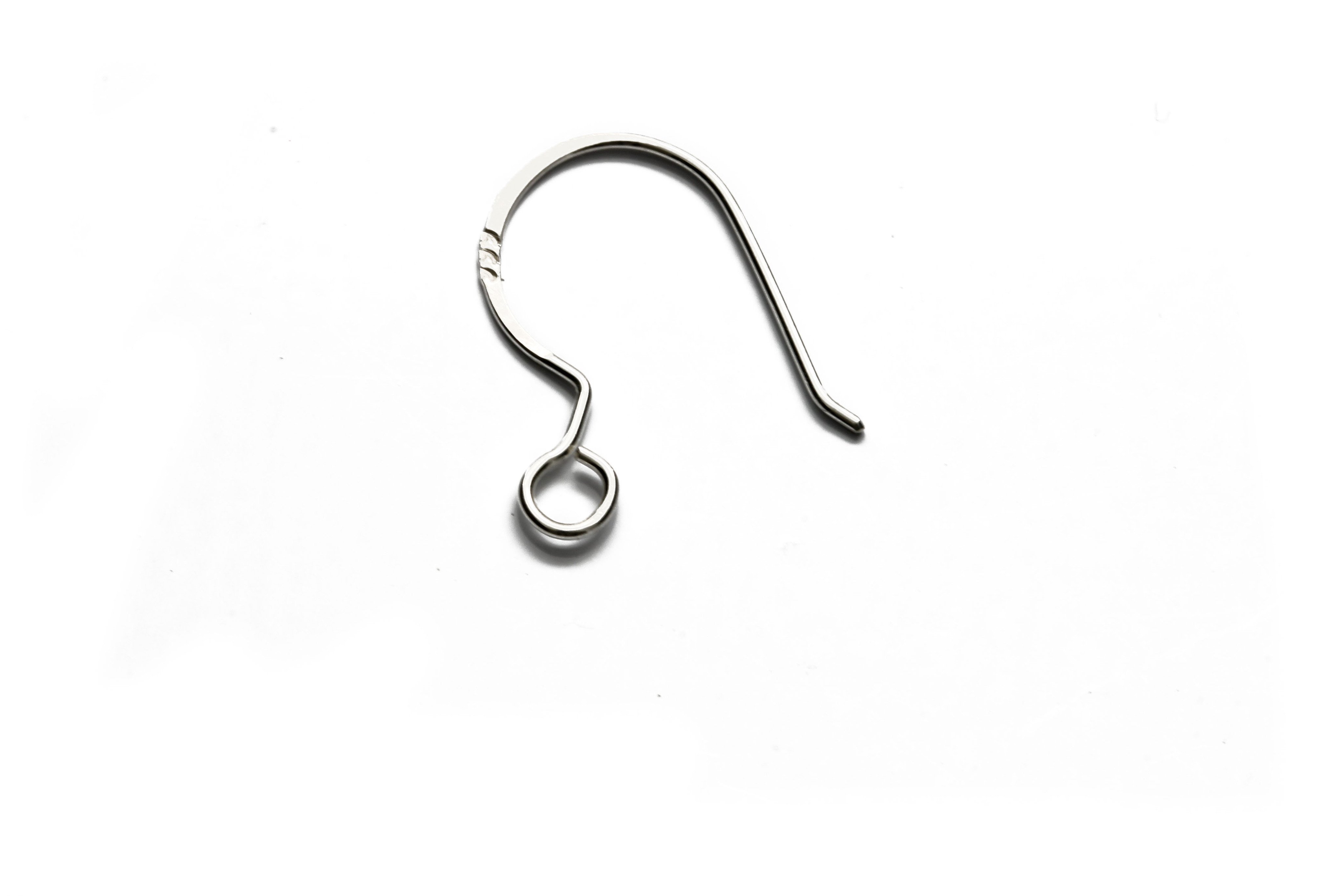 A pair of Shepherds Hook Fine Silver Handmade Earring Wires, showcasing a simple loop design crafted from pure silver, measuring 11 mm x 18 mm.