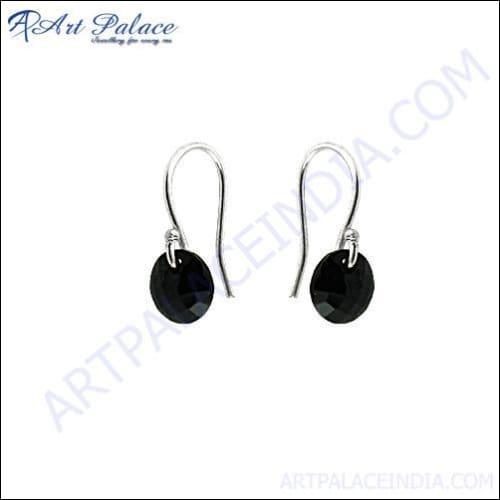 Stylish small black spinel silver earrings designed for girls, showcasing elegance and quality craftsmanship.