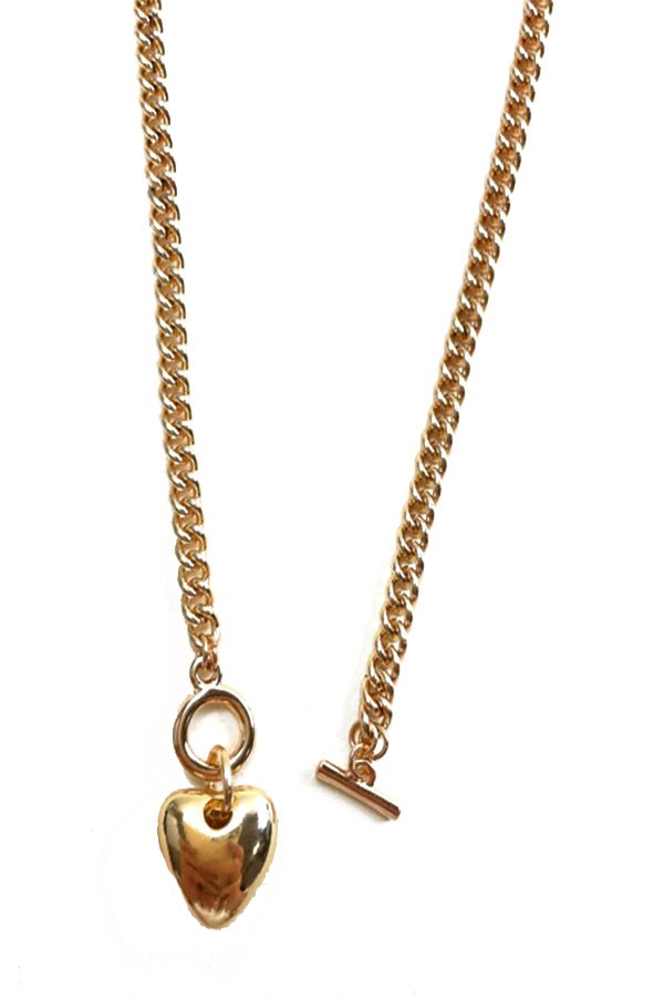 A delicate small heart charm necklace with a 14-inch chain, showcasing its elegant design.