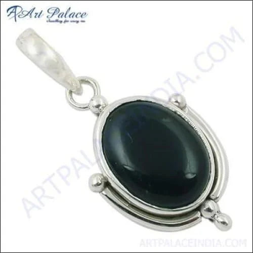 Sophisticated Sterling Silver Charm featuring a black onyx stone, elegantly designed for versatile wear.