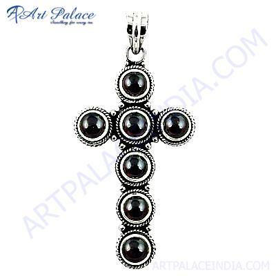 Amethyst Gemstone Cross Pendant made of 925 sterling silver, showcasing a vibrant purple gemstone set in a beautifully crafted cross design.