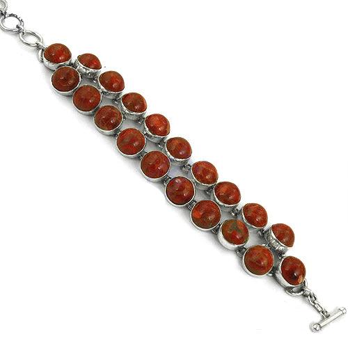 Sponge Coral Gemstone 925 Silver Bracelet featuring a faceted coral gemstone set in high-quality 925 silver, showcasing elegance and durability.