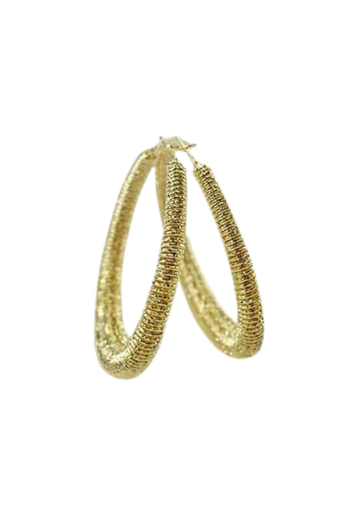 Spring Textured Hoop Earring with a chic design and latch back closure, showcasing a stylish spring texture.